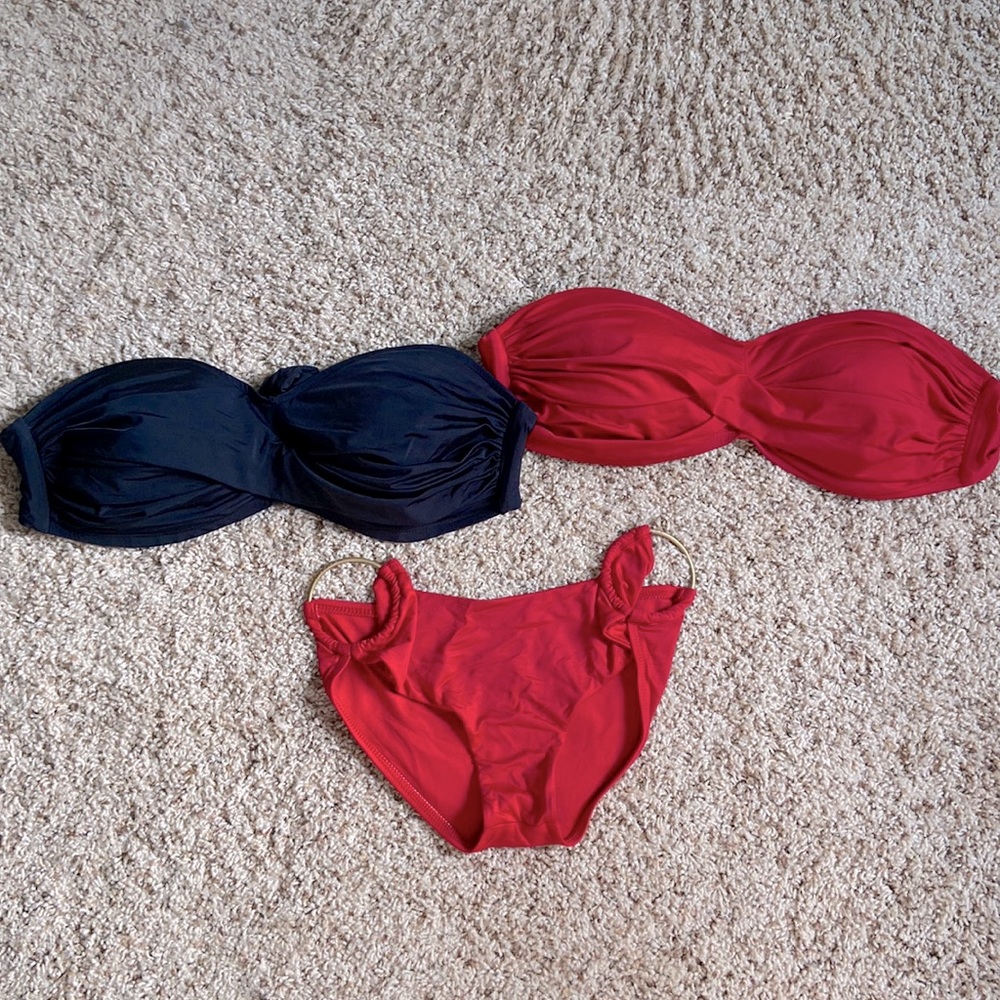 Vitamin A Bandeau D-cup Tops and Small Low Rise O-Ring Bottoms